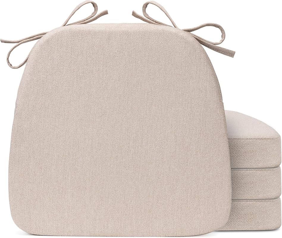 Beige D-Shaped Dining Chair Cushions Set of 4, Removable Washable Cove