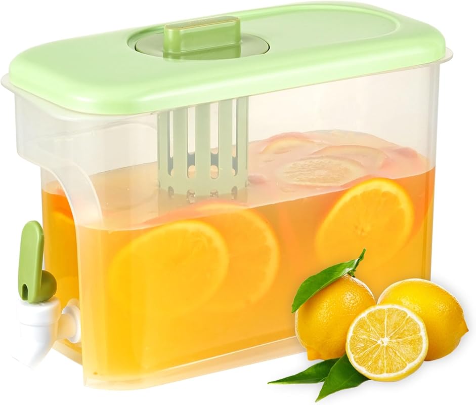 1 Gallon Fridge Drink Dispenser with Spigot, Upgraded Water Container 