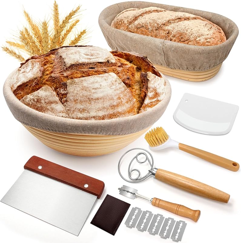 Premium Sourdough Proofing Basket Gift Set: 9