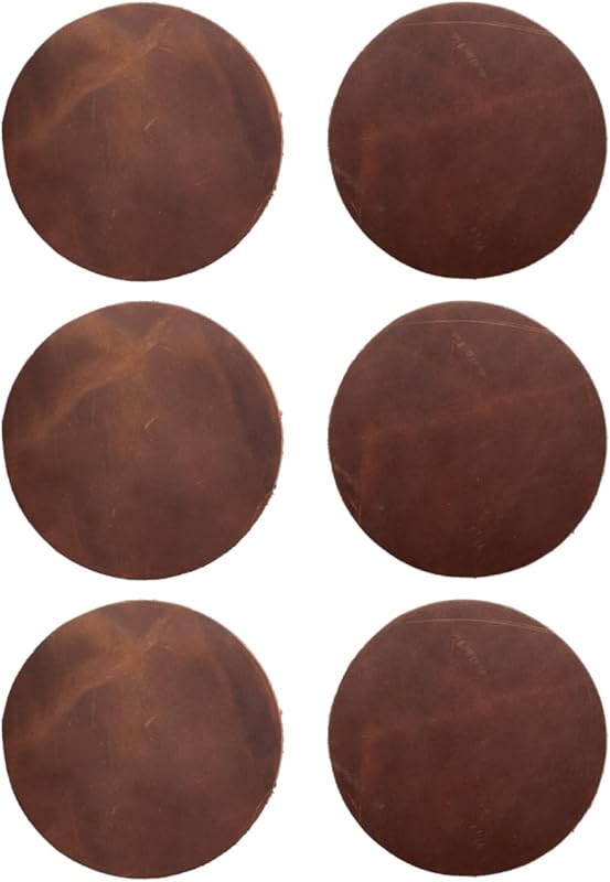 Real Natural Grain Leather Coasters - Durable Non-Slip Distressed Desi