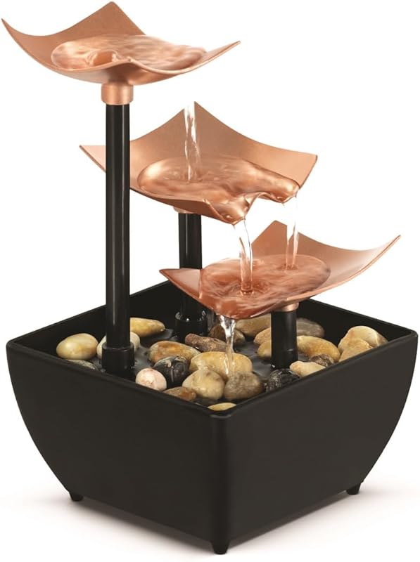 Homedics Golden Dew Relaxation Tabletop Water Fountain with 3 Tiers & 