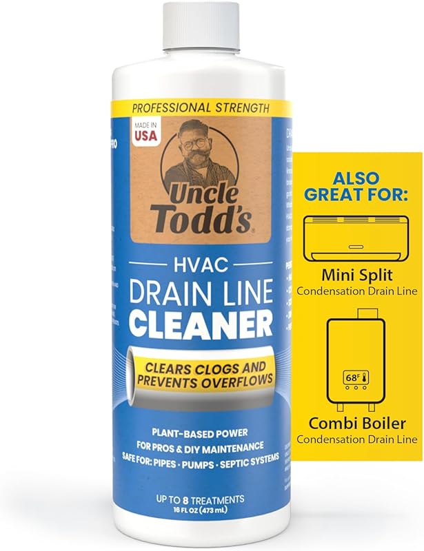Uncle Todd's HVAC Drain Line Cleaner 16oz, Bleach-Free, Fast-Acting AC
