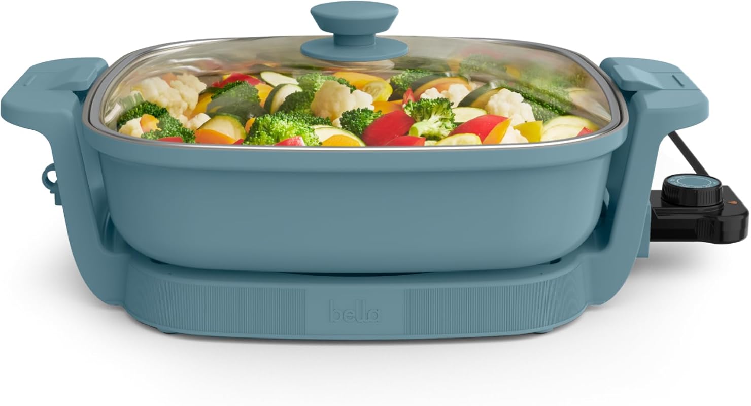 Bella Make & Take Electric Skillet with EverGood PFAS-Free Ceramic Coa