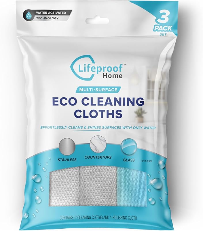 Lifeproof 3-Pack Streakless Microfiber Eco Cleaning Cloths – Effortles
