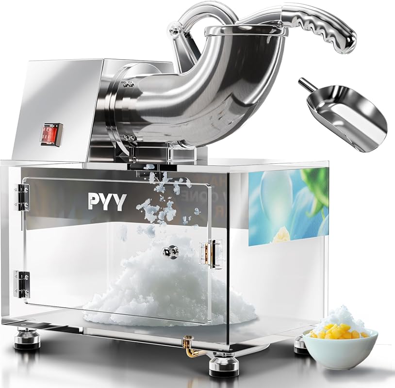 PYY Commercial Electric Snow Cone Machine, 440 lbs/hr Stainless Steel