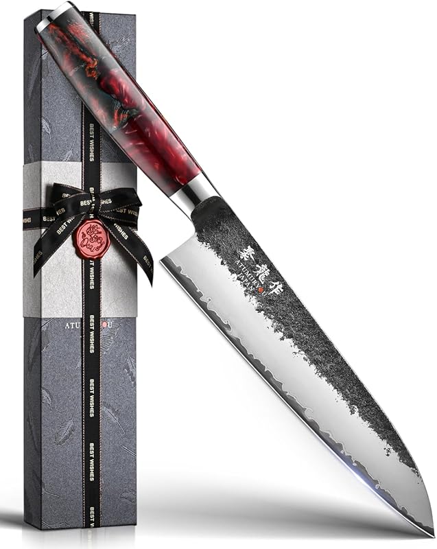 Professional 8-Inch Hand Forged Japanese Gyuto Knife: VG10 Sanmai Core