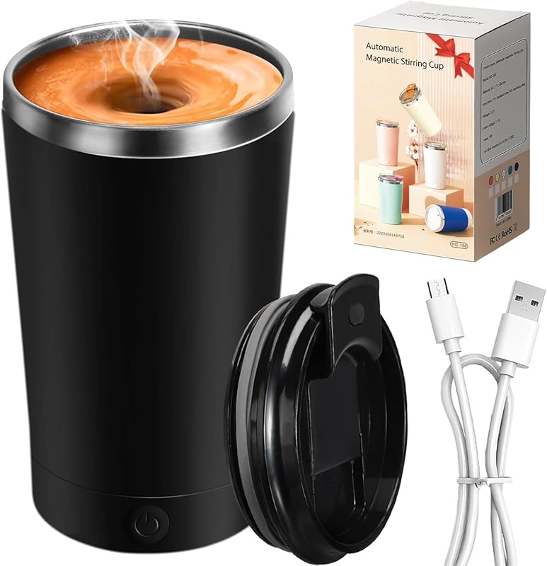 hatisan Electric High-Speed Self Stirring Coffee Mug with Lid, 400ml R
