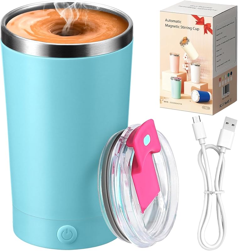 hatisan Electric High-Speed Self Stirring Coffee Mug with Lid, 400ml R