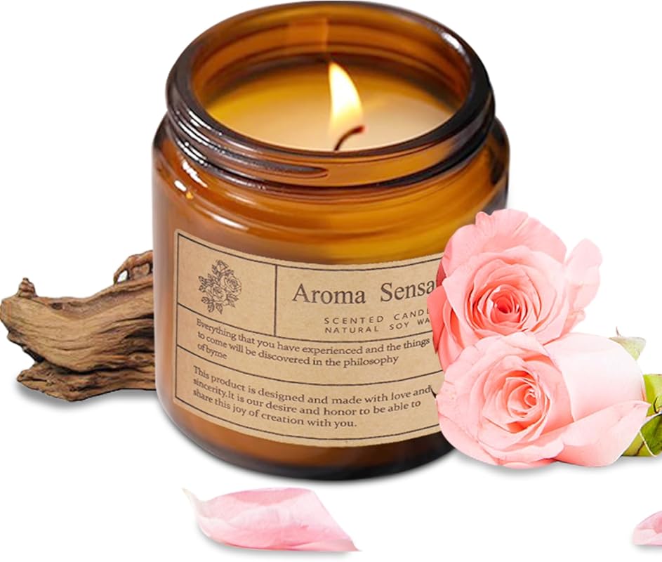 Organic Sandalwood Rose Scented Soy Candles
