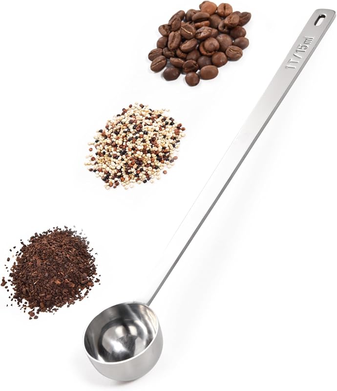 Doosu 18/8 Stainless Steel Coffee Scoop, Food-Grade Metal 8.5-Inch Lon