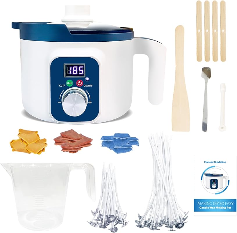 KQU Digital Temp Control Wax Melter for Candle Making, Includes Wicks 