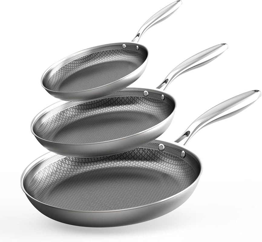 COOKER KING Stainless Steel Nonstick Frying Pan Set of 3 (8/10/12 Inch