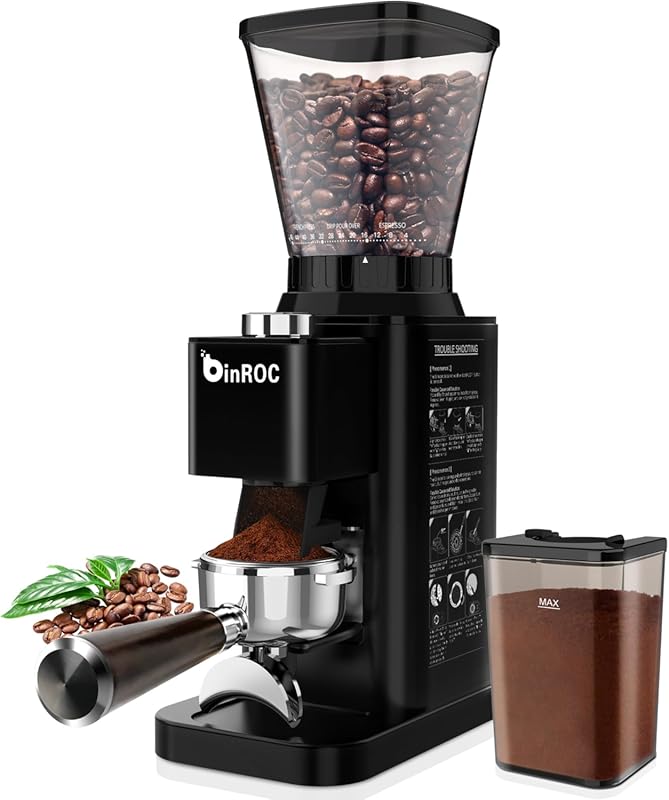 Electric Conical Burr Coffee Grinder with 48 Settings, 35s Timer, Anti