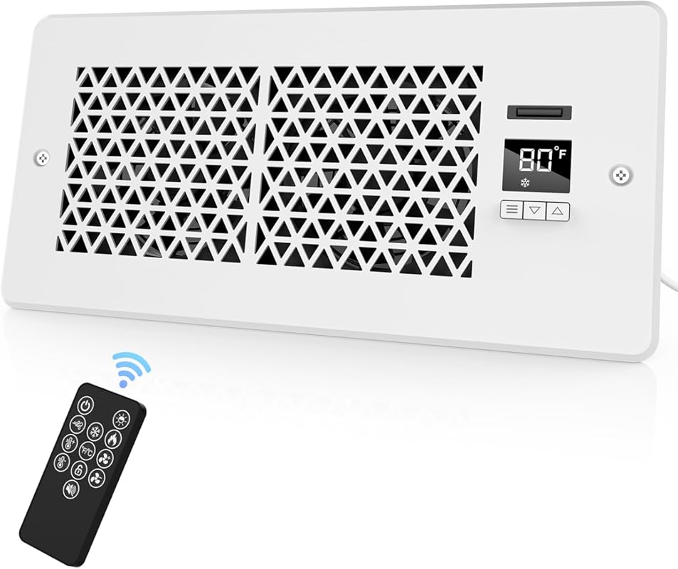Quiet 10-Speed Register Booster Fan 4x10 Floor Vent, Remote/Thermostat