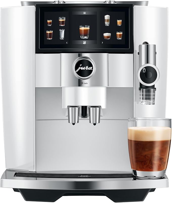 Jura J8 twin Automatic Coffee Machine, Diamond White, Bean-to-Cup Espr