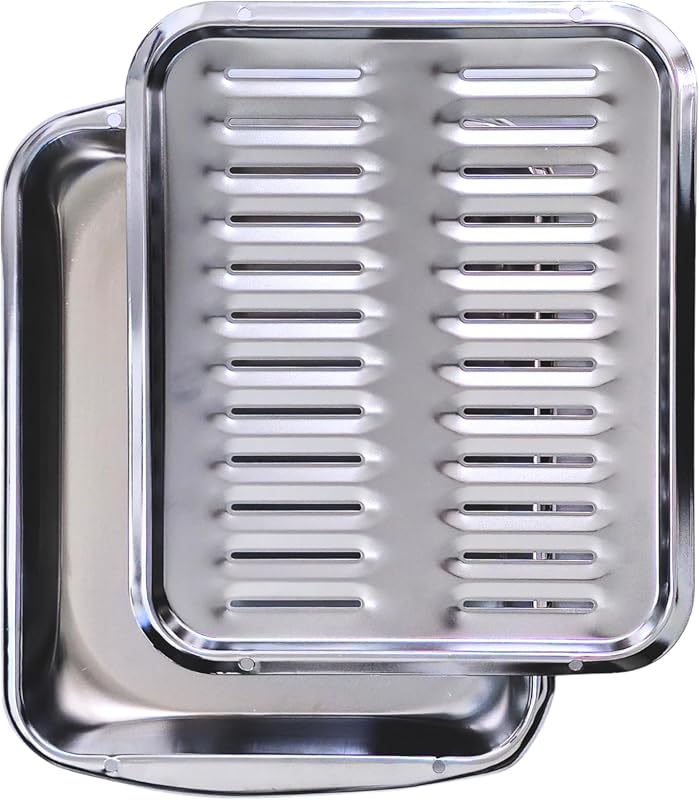 Heavy Duty Broiler Pan with Rack for Oven, 16.75x13-Inch, High Heat Dr