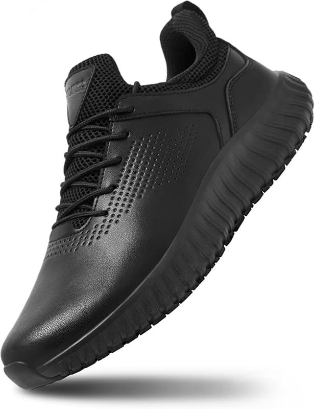 SHULOOK Men's Non-Slip Lace-Up Work Shoes - Waterproof, Slip Resistant