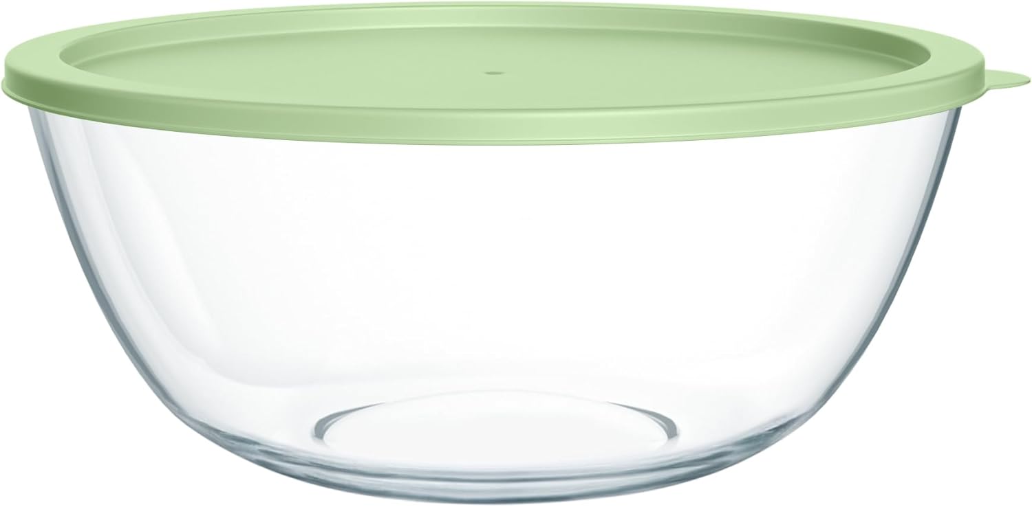 Extra Large 4.7 Quart Clear Glass Mixing Bowls for Kitchen Salad, Brea