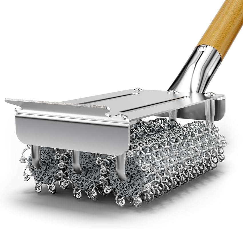 HOUSE AGAIN Bristle-Free Grill Brush, 304 Stainless Steel Head with Sc
