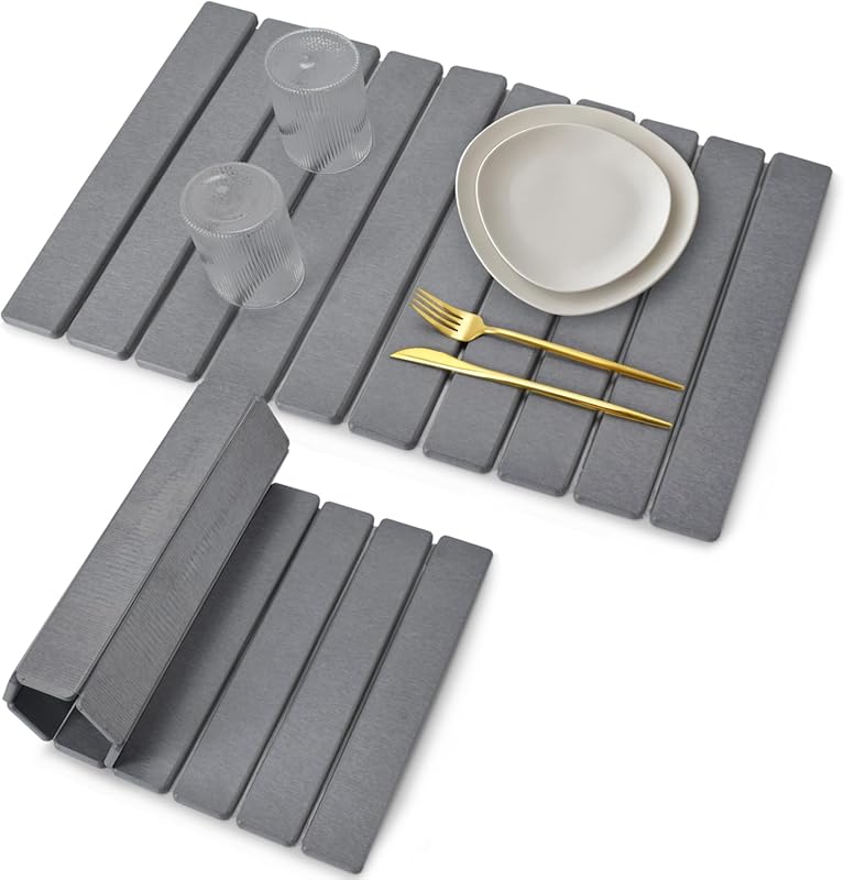 Collapsible Diatomaceous Earth Stone Dish Drying Mat for Kitchen Count