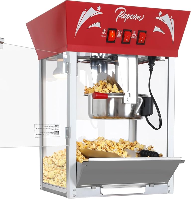 Commercial 12 Oz Stainless Steel Popcorn Machine, 900W Countertop Popp