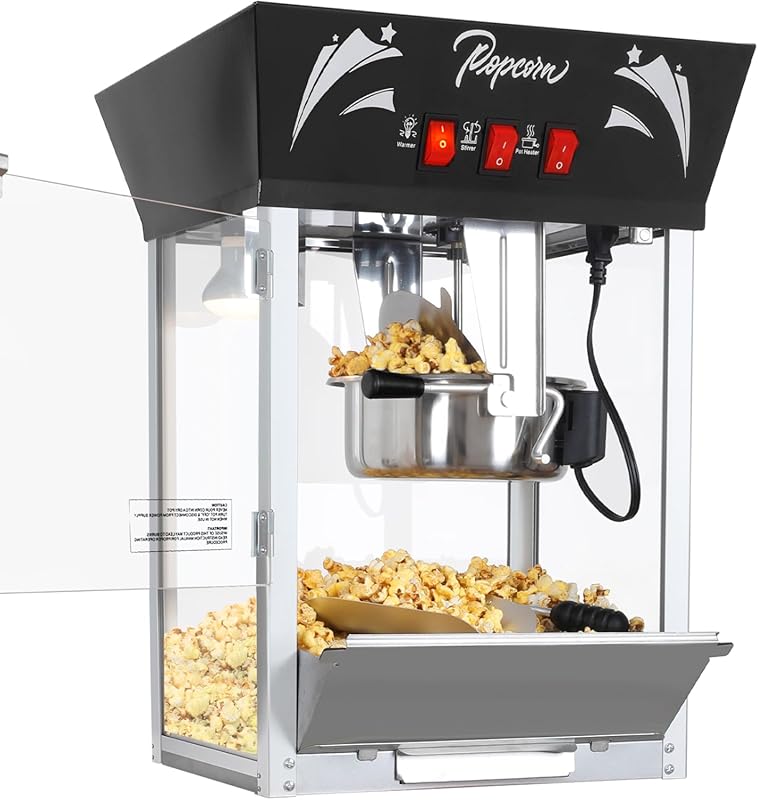 Commercial 12 Oz Stainless Steel Popcorn Machine, 900W Countertop Popp
