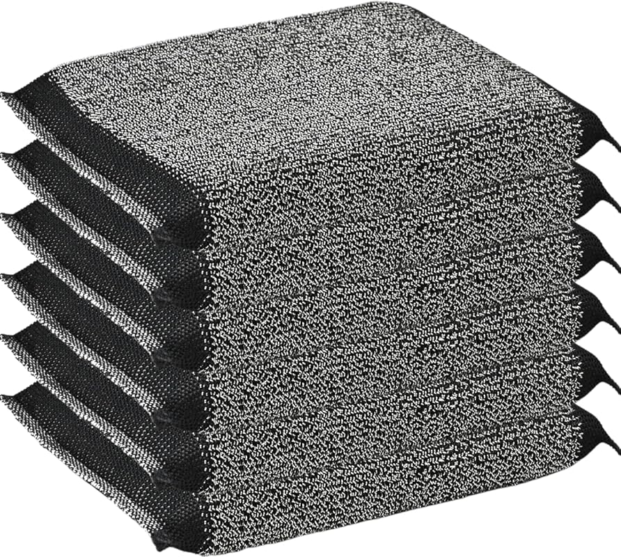 6 Pack Black Steel Wool Scrub Sponges: Reusable, Gentle, Scratch-Free