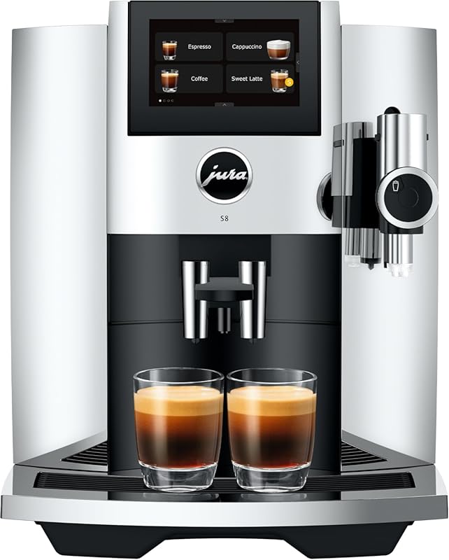 Jura S8 Automatic Coffee Machine, Chrome, Touchscreen Bean-to-Cup Espr