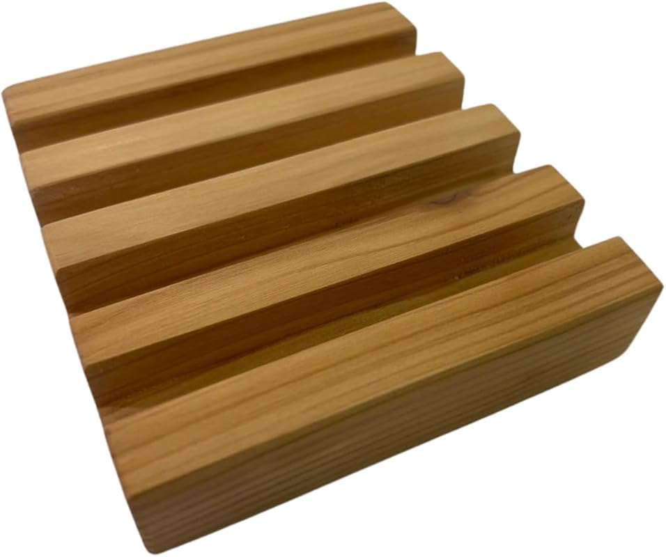 Premium Solid Cedar Coaster Holder - Handcrafted Compact Display for 4