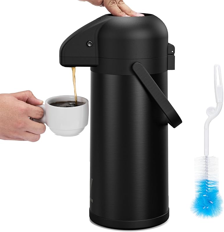 Insulated Stainless Steel 102oz/3L Airpot Coffee Carafe with Pump, Hot