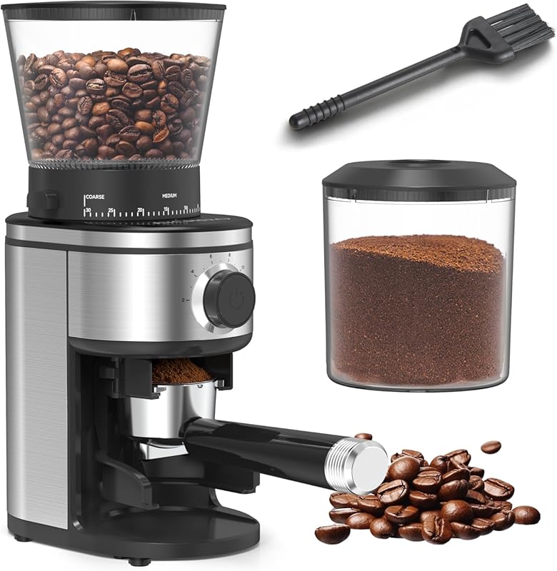Electric Conical Burr Coffee Grinder with 30 Grind Settings for 2-12 C