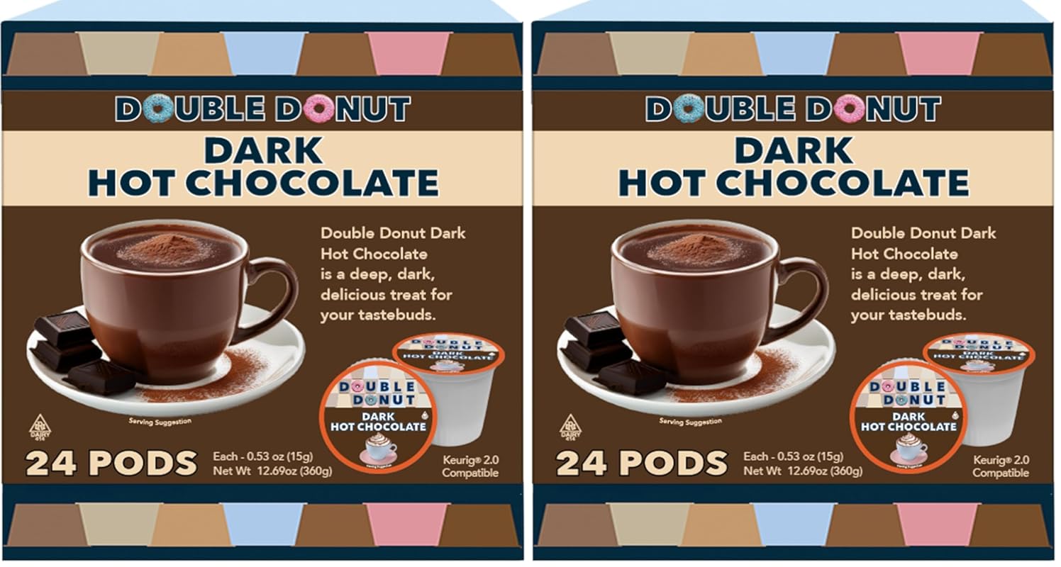 Double Donut Dark Hot Chocolate Pods for Keurig K-Cup Brewers, Single 