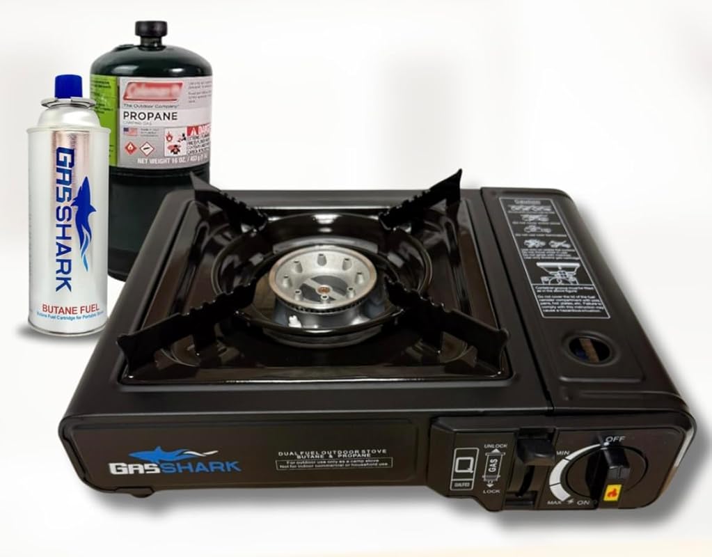 Portable 12,000 BTU Dual Fuel Camping Stove: Propane & Butane with Hos