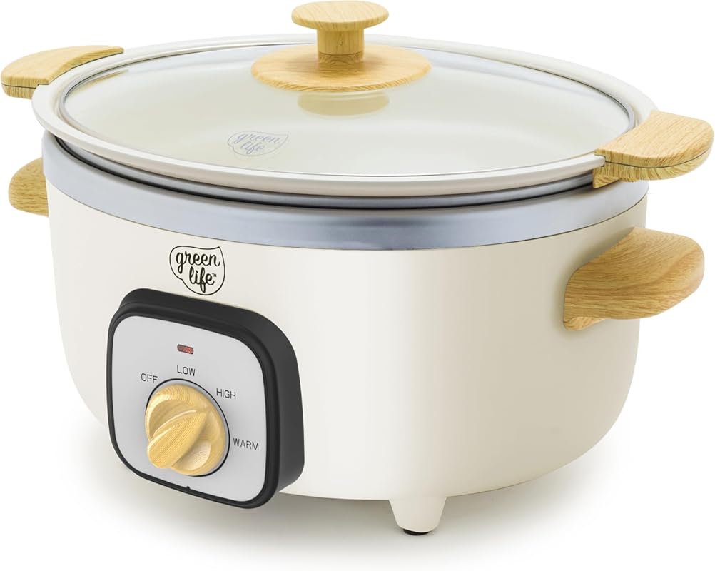 GreenLife 3.5QT Programmable Slow Cooker, PFAS-Free Ceramic Nonstick R