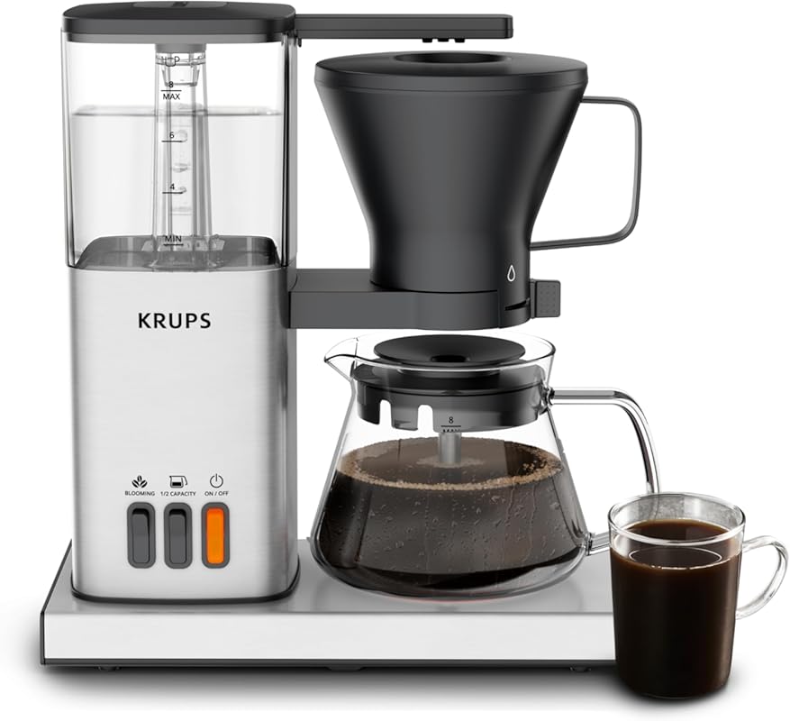 KRUPS Essential Brewer 8-Cup Drip Coffee Maker: SCA-Certified, Bloomin