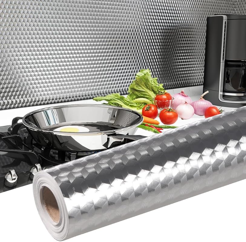 Waterproof Oil-Proof Peel and Stick Aluminum Backsplash Wallpaper, 15.