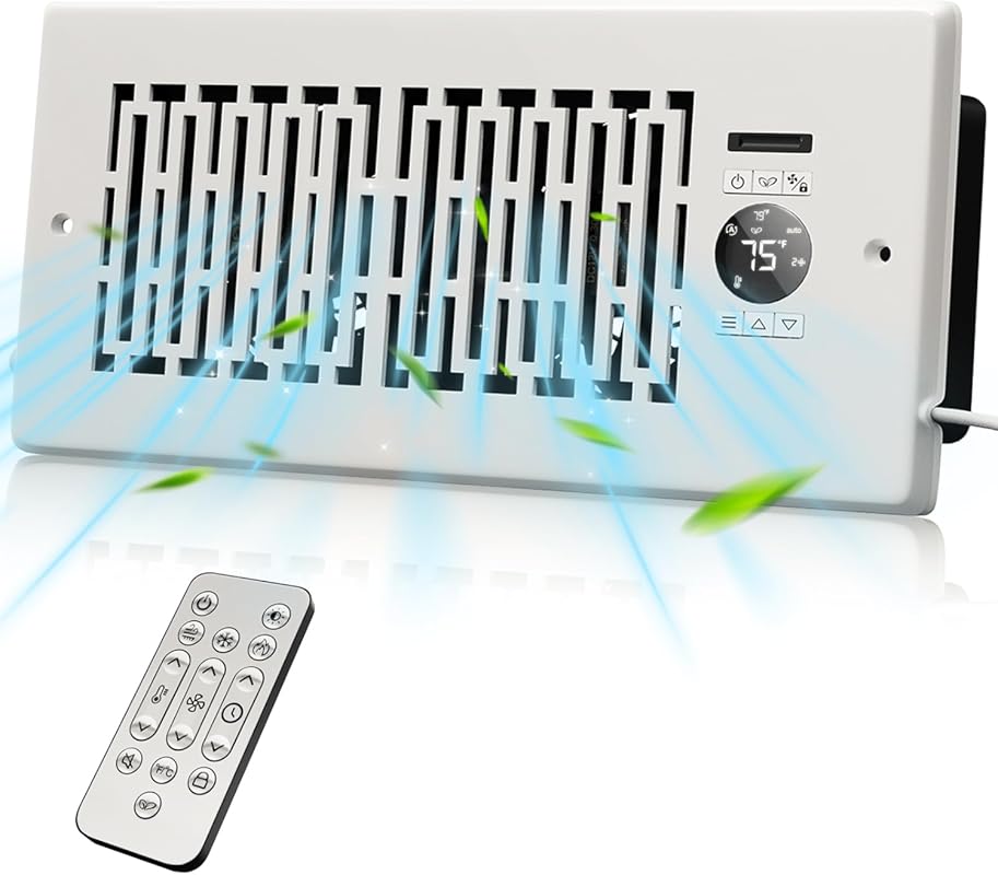 Quiet Smart Register Booster Fan 4x10 Vent, 10-Speed AC Heating Coolin