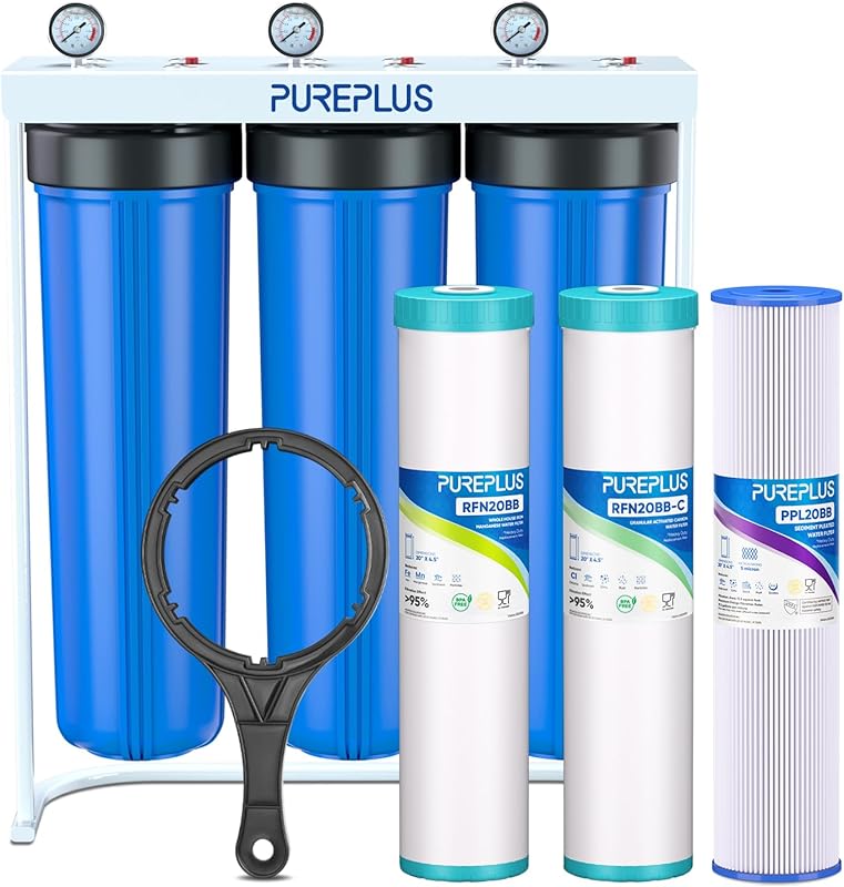 PUREPLUS 20-Inch 3-Stage Whole House Water Filter System