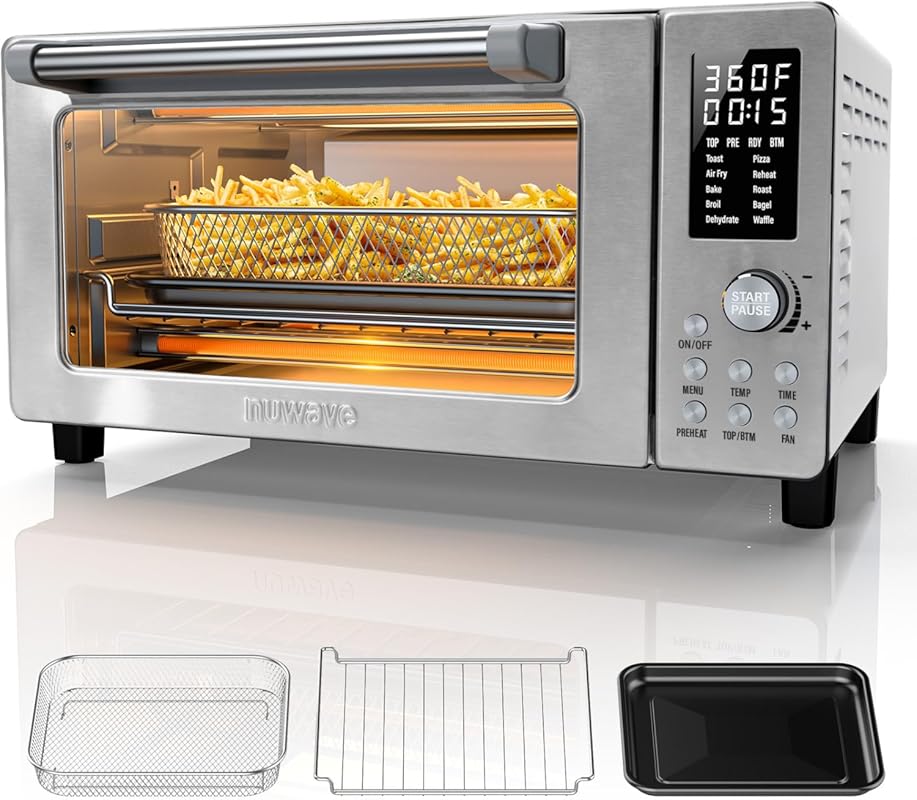 Nuwave Bravo Pro Convection Air Fryer Toaster Oven Combo, 10-in-1, 21Q