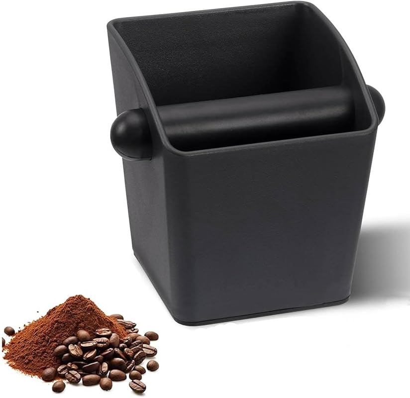 Barista Style Square Coffee Knock Box: Shock-Absorbent, Durable with R