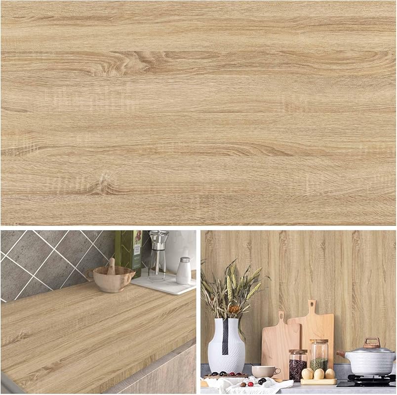 Oak Grain Wood Contact Paper Peel and Stick, Self-Adhesive Vinyl Wallp