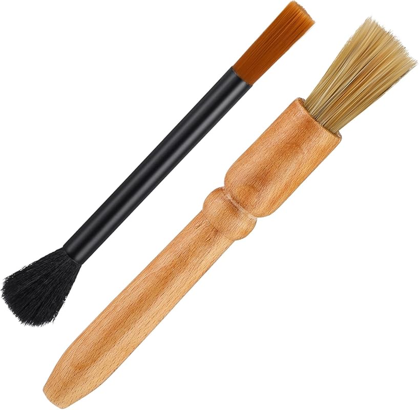2 Pack Wooden Coffee Grinder & Espresso Machine Cleaning Brushes Tool 