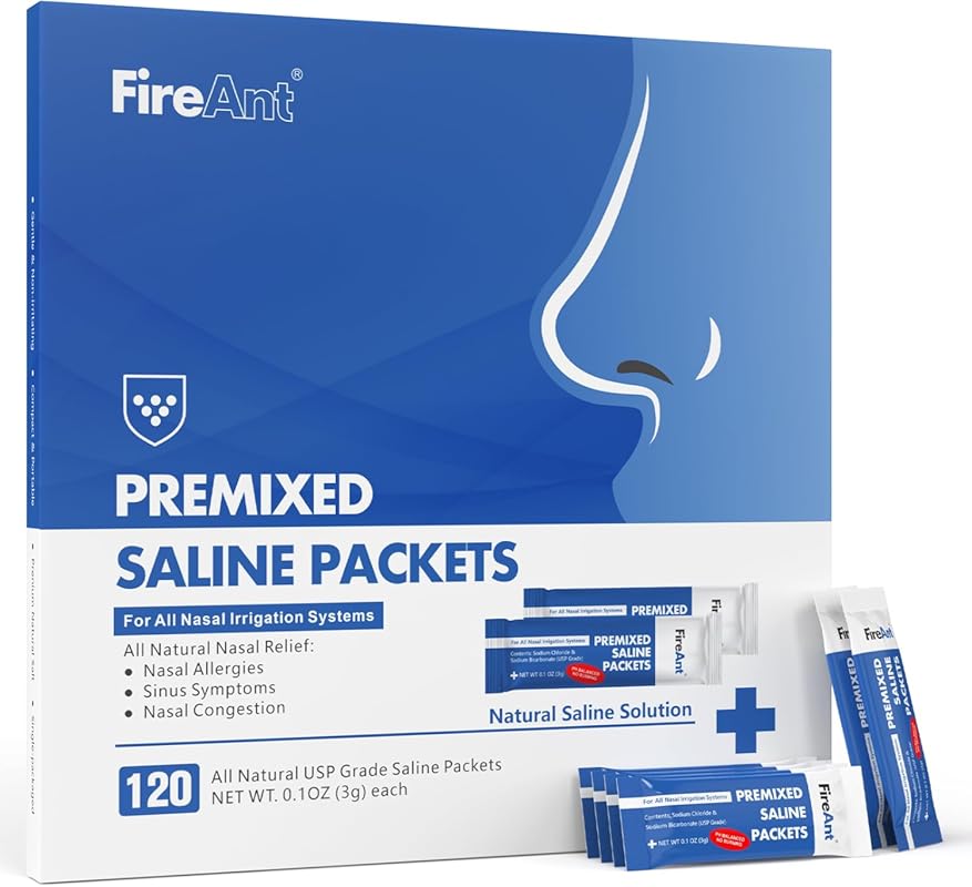 FireAnt 120 Count Sinus Rinse Saline Packets – Premixed, Pharmaceutica