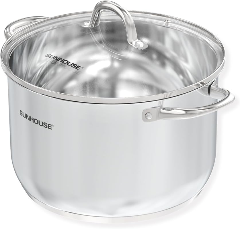 SUNHOUSE 11-Quart Heavy-Duty Stainless Steel Stock Pot with Visible Li