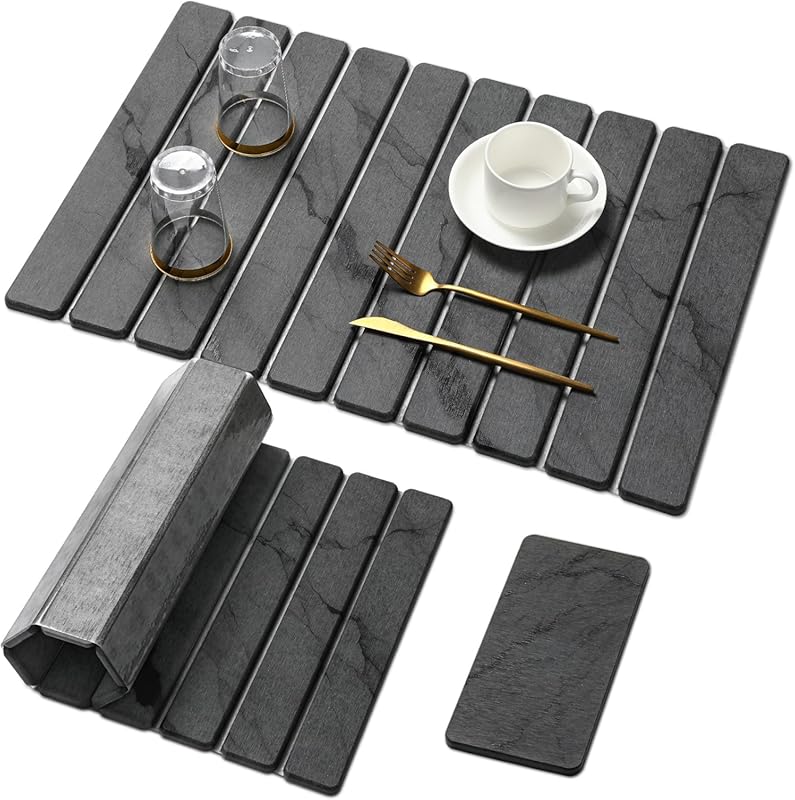 Large Foldable Diatomaceous Earth Stone Dish Drying Mat for Kitchen Co