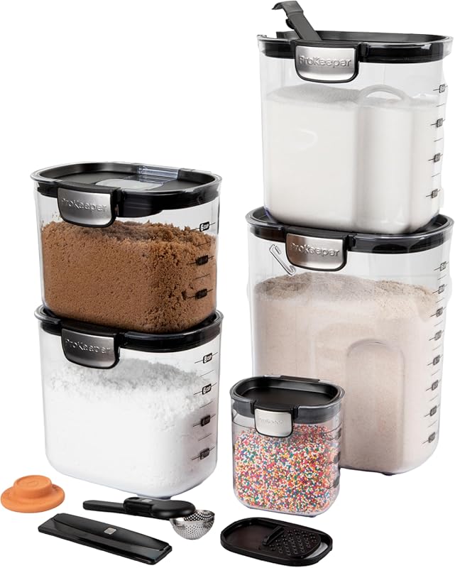 ProKeeper+ Airtight Clear Plastic Flour Sugar Canister Set