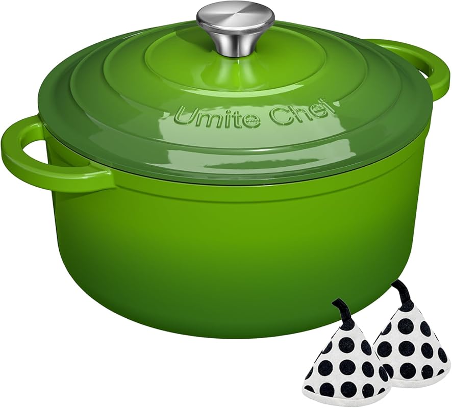 Umite Chef 5QT Heavy-Duty Enameled Cast Iron Dutch Oven Pot with Lid f