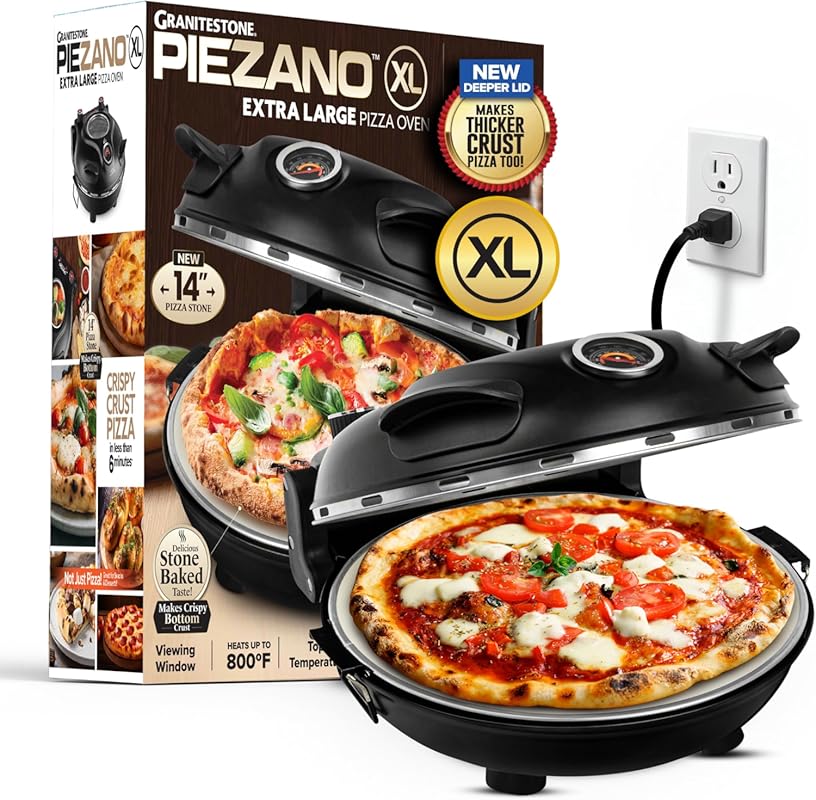 PIEZANO XL 14-Inch Electric Indoor Pizza Oven, 800°F Countertop Maker 