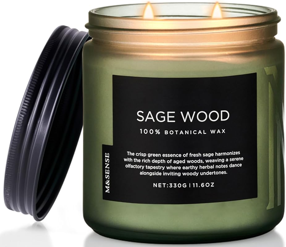 M&SENSE Sage Wood Scented Soy Wax Candle