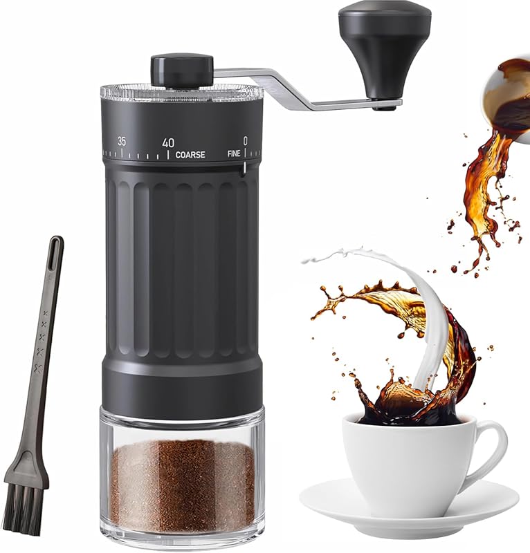 Manual Conical Burr Coffee Grinder, 40 Adjustments, 30g Hand-Crank Mil